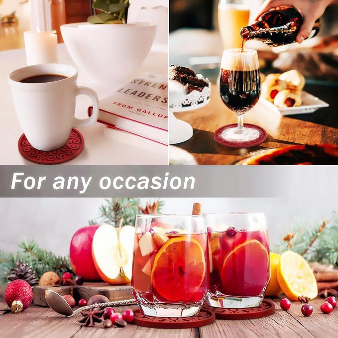 Silicone Coasters for Drinks, Resistant Reusable Drink Coasters-Great Gift for