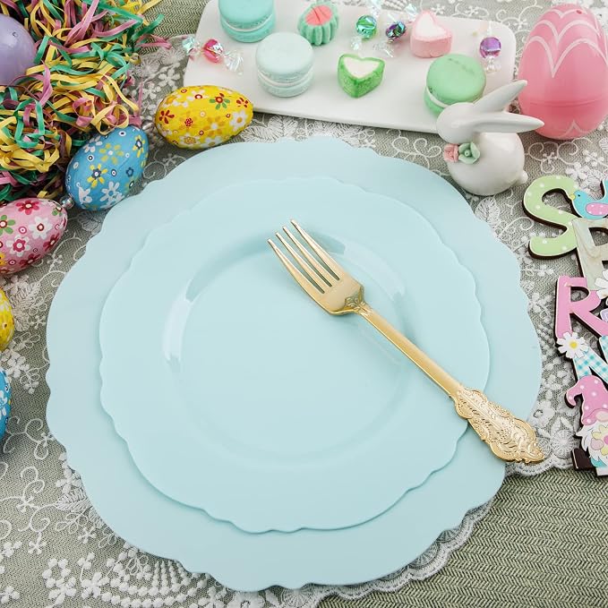 60pcs Mint Green Plastic Plates