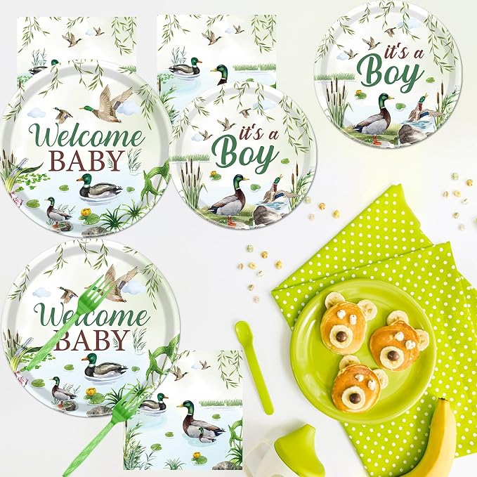 Rakuto Mallard Duck Baby Shower Decorations, Serve 24