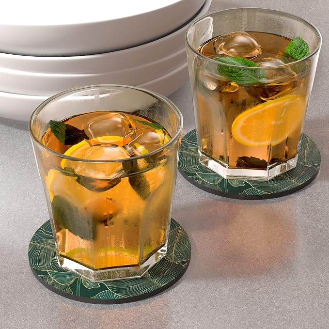 Coasters for Drinks, Kitchen Home Decor Housewarming Gift, Round 4 in