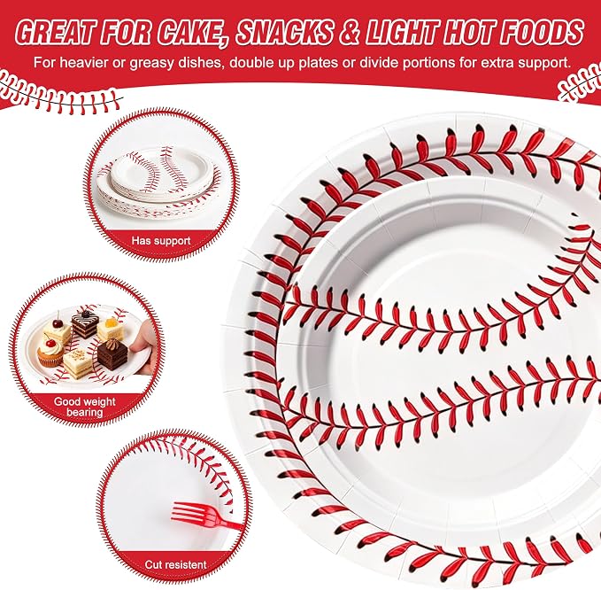 100 Pcs Disposable Baseball Party Tableware Set