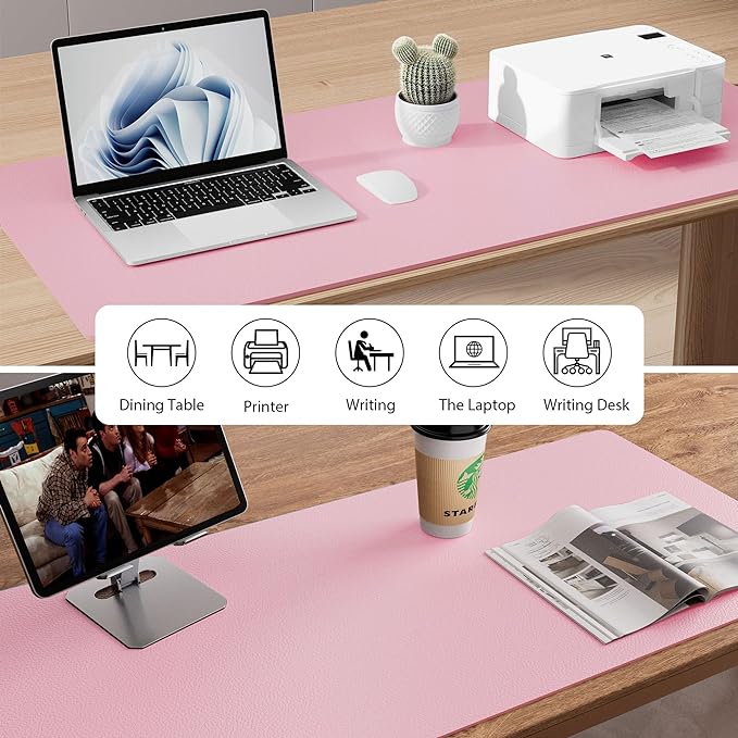 Aothia Leather Desk Pad Protector, Mouse Pad, Office Desk Mat, Non-Slip PU