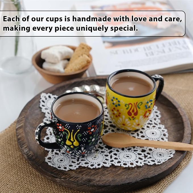 Espresso Cups Set of 2 | 4 oz Small Espresso Cups | Turkish Tea Cups |
