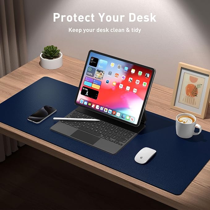 Aothia Leather Desk Pad Protector, Mouse Pad, Office Desk Mat, Non-Slip PU