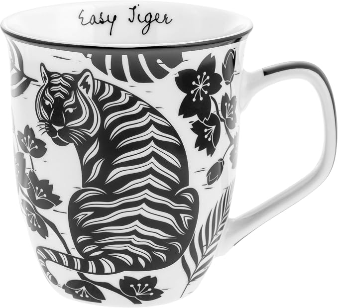 Karma Gifts 14 oz Black and White Boho Mug Tiger