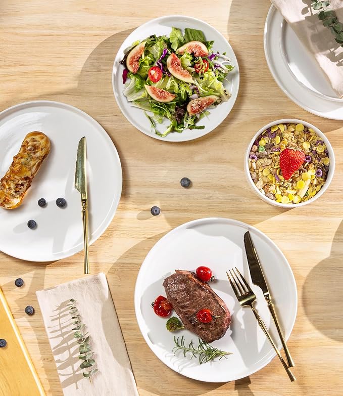 Ceramic Dinnerware Set for 4, 18-Piece Plates and Bowls Set | Lightweight
