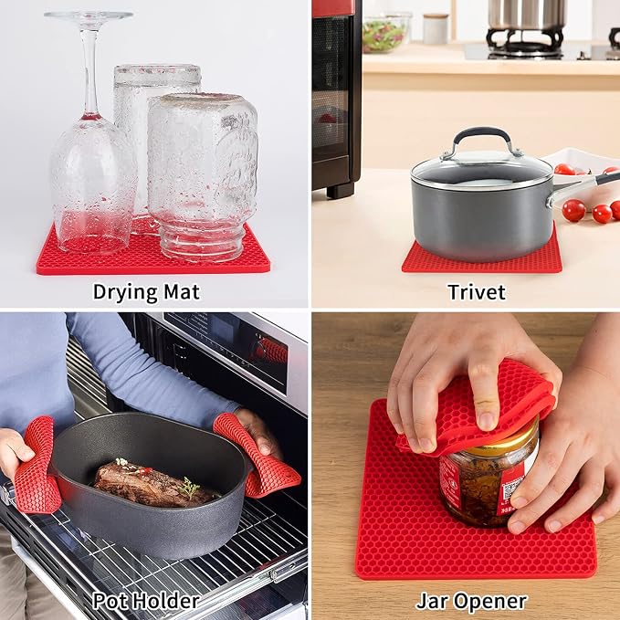 Silicone Trivets for Hot Pots and Pans, Heat Resistant Trivet Mats for Hot