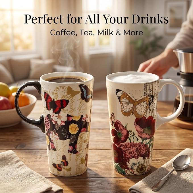 Topadorn 2 Pack 17oz Ceramic Travel Mugs