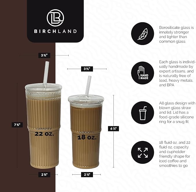 Birchland All Glass Iced Coffee Cup