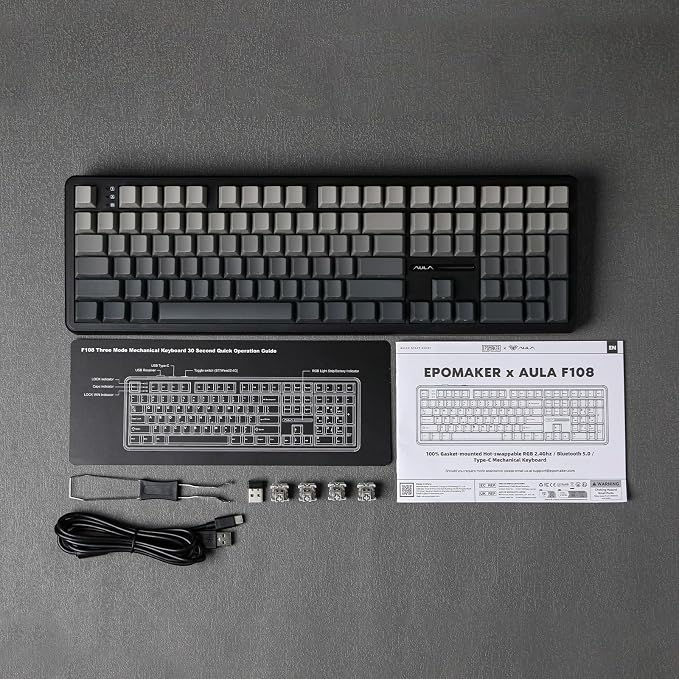 EPOMAKER Aula F108 Wireless Gaming Keyboard, Full Size Mechanical Keyboard