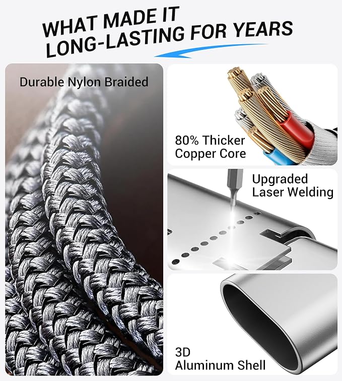 Temdan for Travel Vacation Essentials, 3 in 2 USB C Cable for Apple Watch