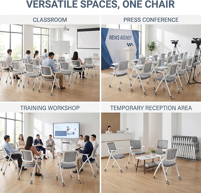 6 Pack Foldable Office Training Chairs