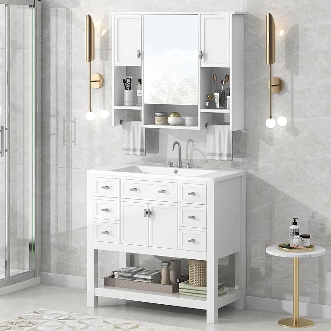 Bathroom Medicine Cabinet, Wall Mounted Bathroom Storage Cabinet