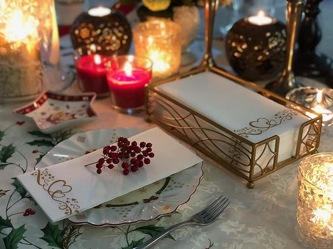 Antique Gold Elegant Sturdy Guest Napkin Holder | Premium Disposable Paper Hand