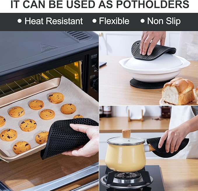 4 PCS Heat Resistant Silicone Trivet Mats
