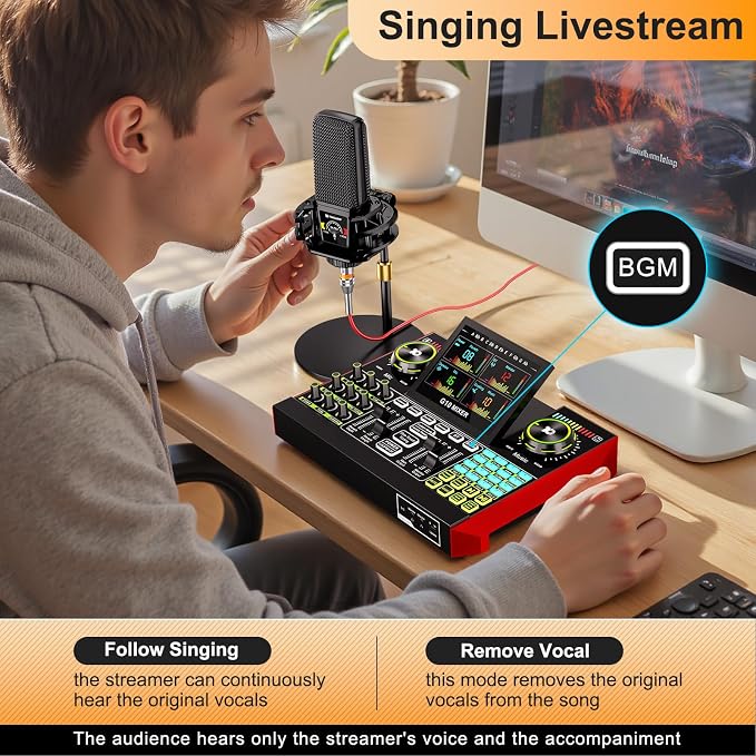 Podcast Equipment Bundle with 3.5mm Microphone and Live Sound Card, Audio