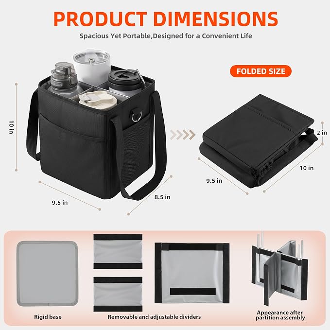 4 Cup Drink Carrier Bag, Insulated Cup Caddy