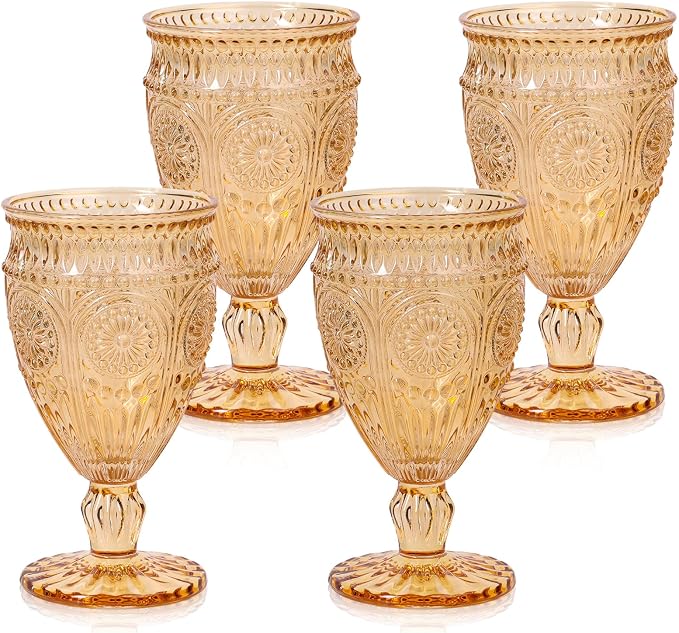 Darlion Goblets, Goblet Glasses, Amber Goblets, Vintage Wine Glasses 12oz |