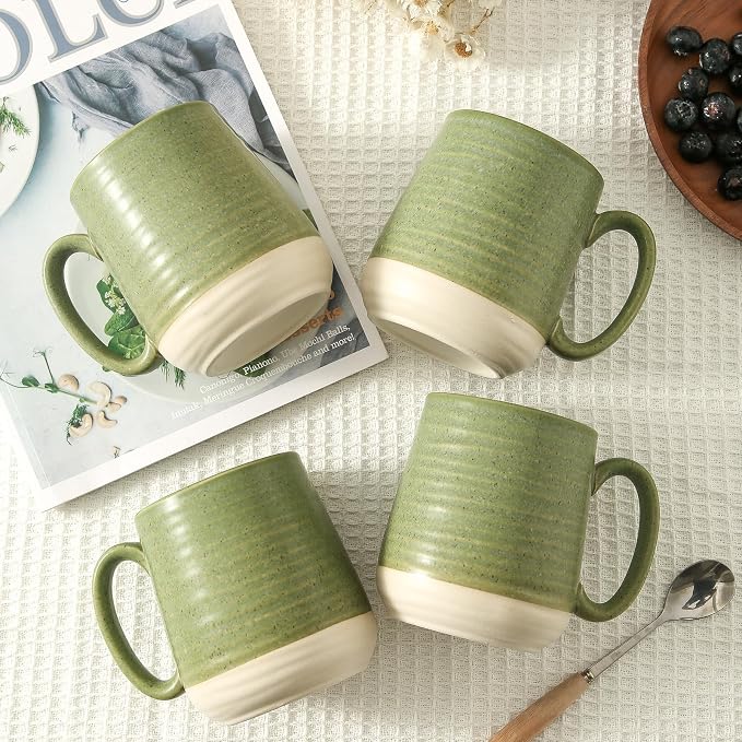HASENSE Porcelain Coffee Mugs Set of 6, 15 Ounce Large Ceramic Coffee Cups Set