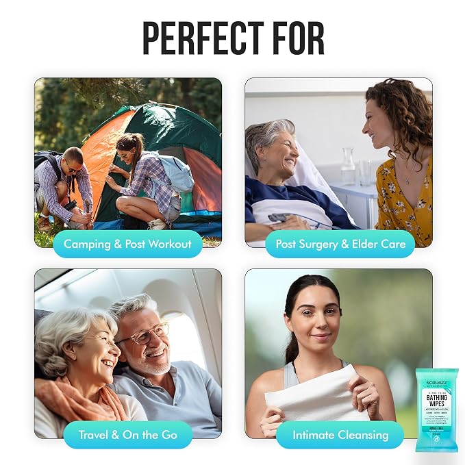 Extra Large Bath Wipes for Adults No Rinse