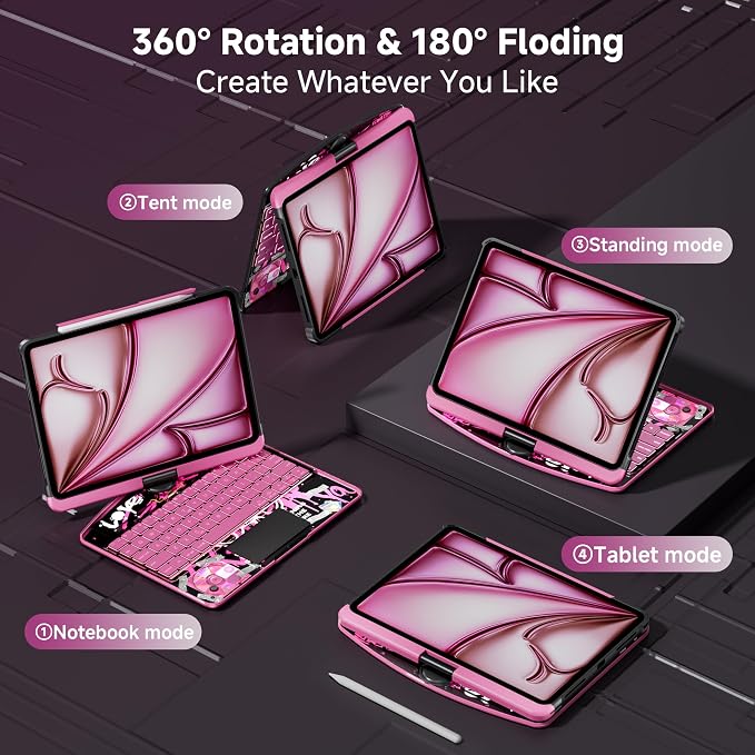 Keyboard Case for iPad 11 inch Pro 4/3/2/1st Gen & 11’’ iPad Air 2025 M3