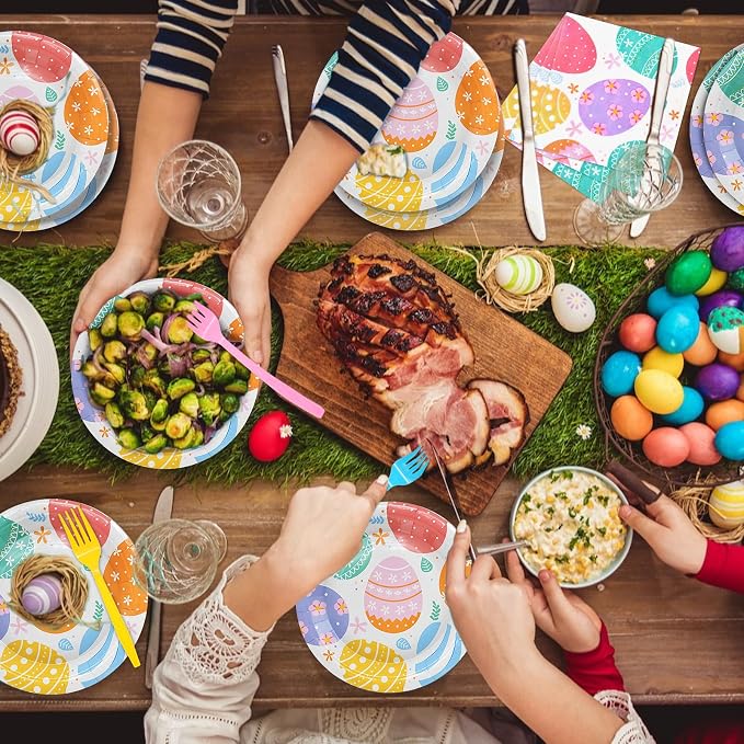 96 Pieces Easter Day Tableware Set Party Supplies