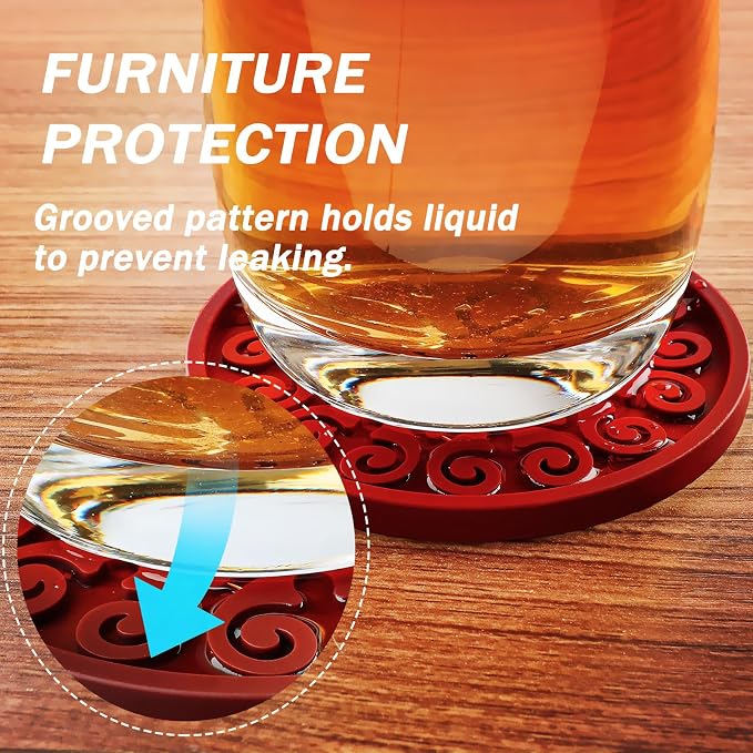 Silicone Coasters for Drinks, Resistant Reusable Drink Coasters-Great Gift for