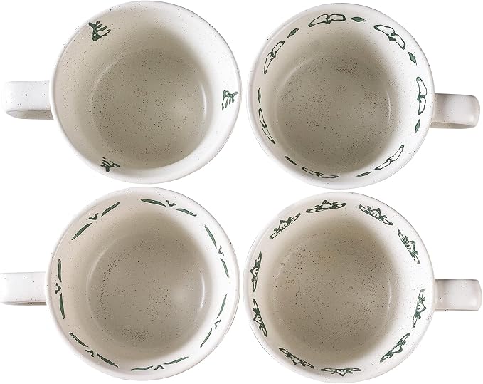 Ceramic Mugs 11 oz Set of 4, Unique Luxurious Stoneware Cups