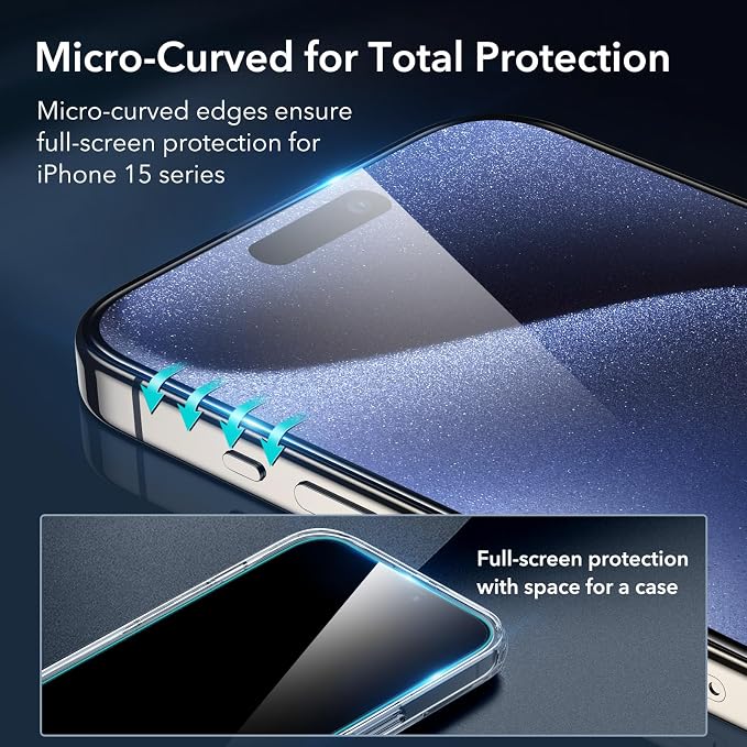 ESR 3+1 Pack for iPhone 15 Pro Max Screen Protector, Full Coverage Ultra-tough