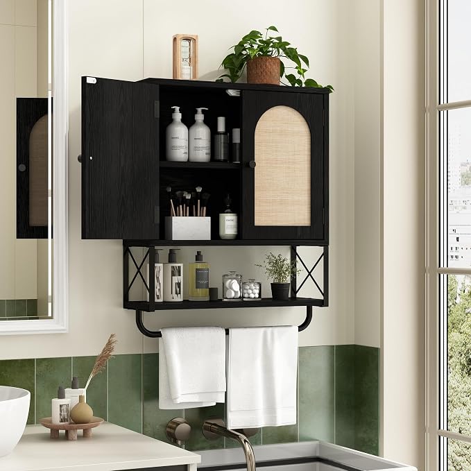Rattan Bathroom Wall Cabinet