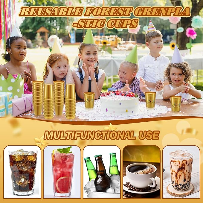 Yungyan 50 Pack 16 oz Stadium Cups Reusable Plastic Cups Blank Drink Stadium