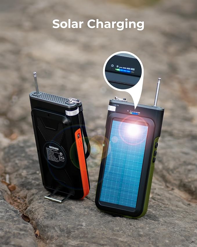 GOODaaa Solar Power Bank, 45800mAh Wireless Portable Charger Built-in Cables