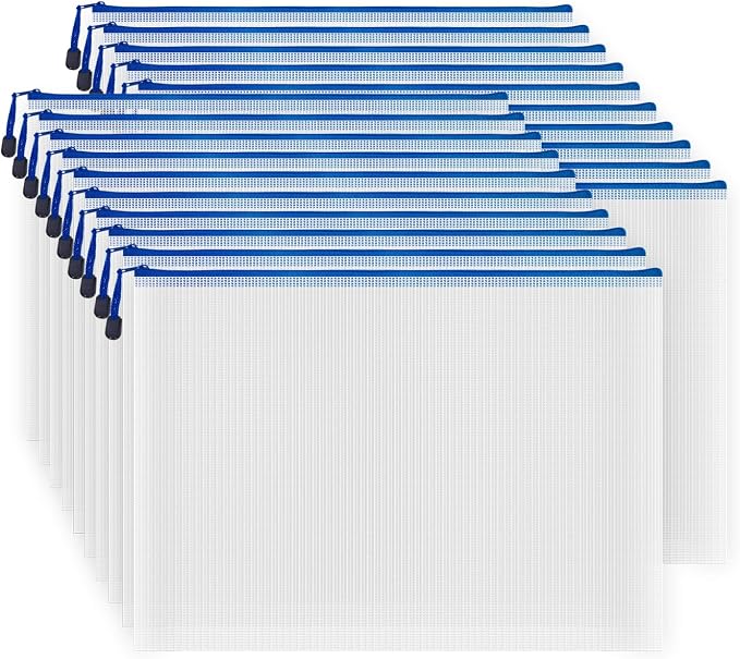 AUSTARK 20 Pcs Zipper File Bags, Plastic Mesh Pouch, Board Game Storage Bag