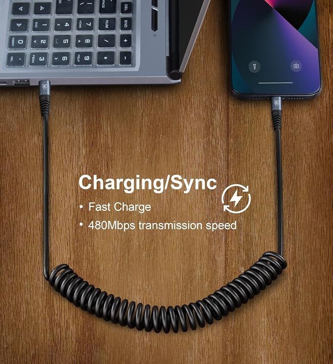 USB C to C Cable 3ft 2Pack Coiled USB C Charger Cable
