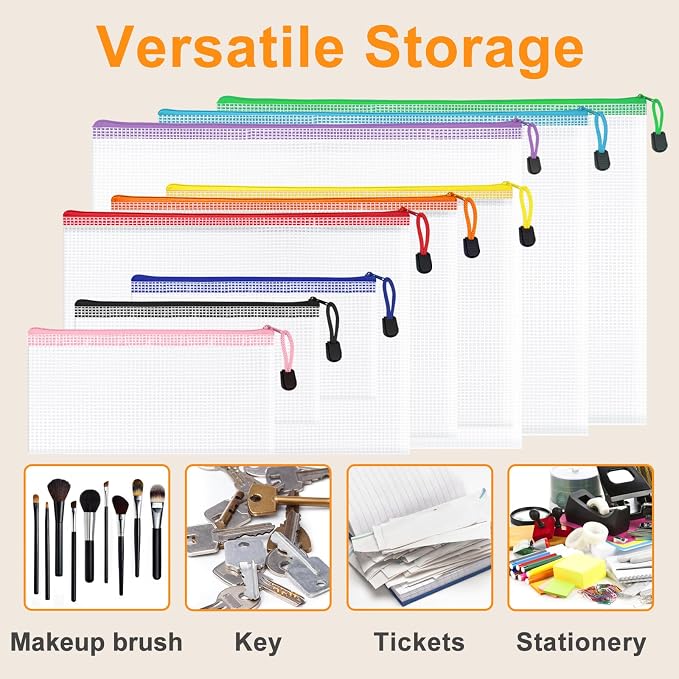 20Pack Mesh Zipper Pouch Bags, Waterproof 9.5x4.5 Inch Pencil Pouches Bulk