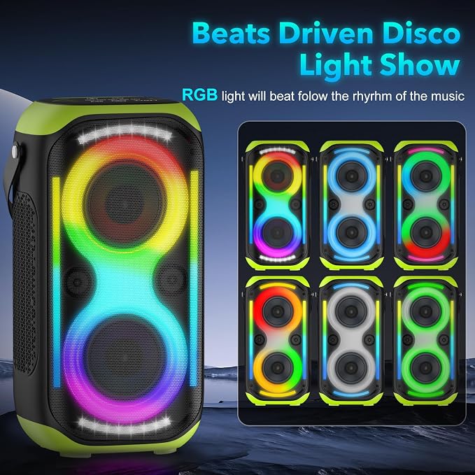 Bluetooth Speaker 160W Loud Wireless Boombox Portable Big Powerful Deep Bass