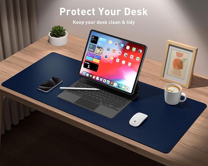 Aothia Leather Desk Pad Protector, Mouse Pad, Office Desk Mat, Non-Slip PU