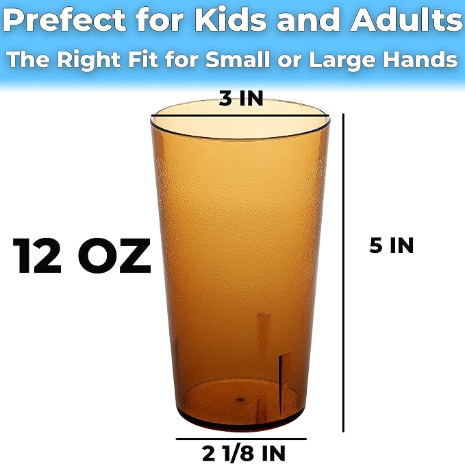 Restaurant Grade, BPA-Free 12oz Amber Plastic Cups 24pk. Super Durable