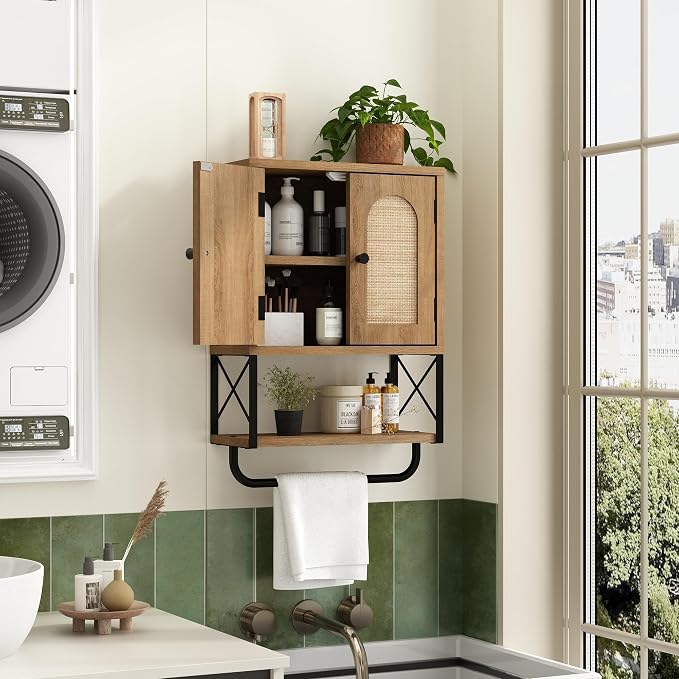 Rattan Bathroom Wall Cabinet