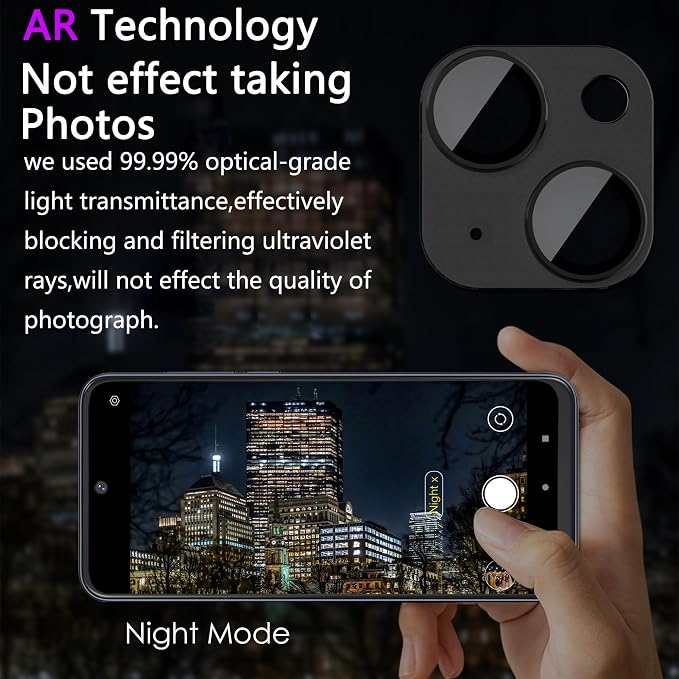 2 Pack Camera Lens Protector for iPhone 15 / iPhone 15 Plus, AR Tempered Glass