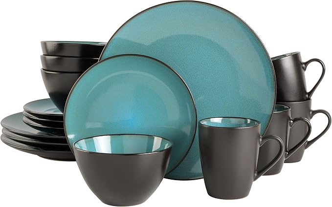 Gibson Elite Soho Lounge 16-Piece Round Reactive Glaze Stoneware Dinnerware Set
