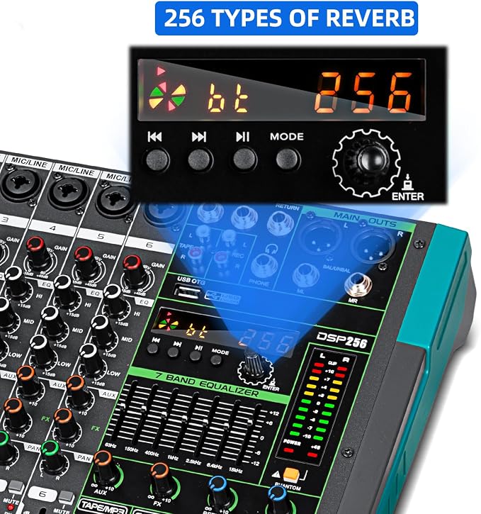 Depusheng PA6 professional DJ audio mixer 6 channel input built-in 256 kinds of