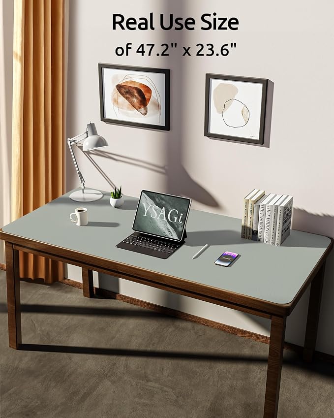 YSAGi Leather Desk Protector, Office Mat, Large Mouse Mat, Non-Slip PU Leather
