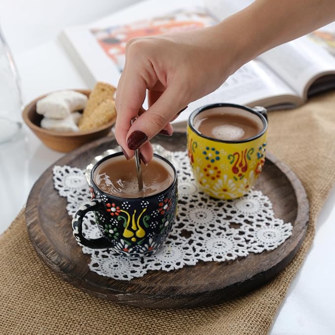 Espresso Cups Set of 2 | 4 oz Small Espresso Cups | Turkish Tea Cups |
