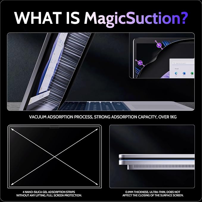 Privacy Screen for 14.4 Inch Surface Laptop Studio 2/1, MagicSuction™ Removable