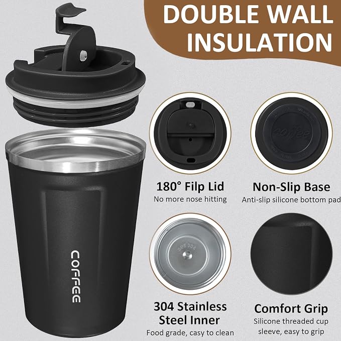 4 Pack Travel Coffee Mug 12oz Insulated Coffee Cup