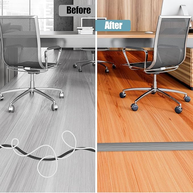 Floor Cord Cover Self Adhesive Cord Hider, 10FT Cable Management, Extension