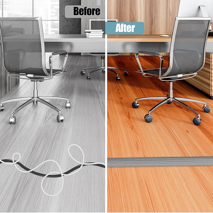 Floor Cord Cover Self Adhesive Cord Hider, 20FT Cable Management, Extension