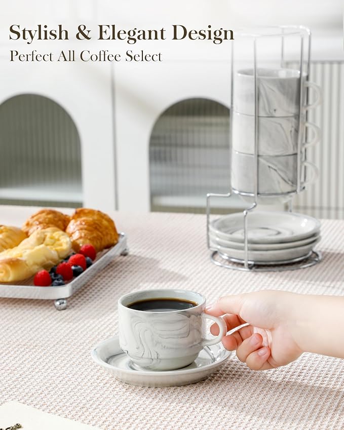 MALACASA 8 OZ Porcelain Espresso Cups