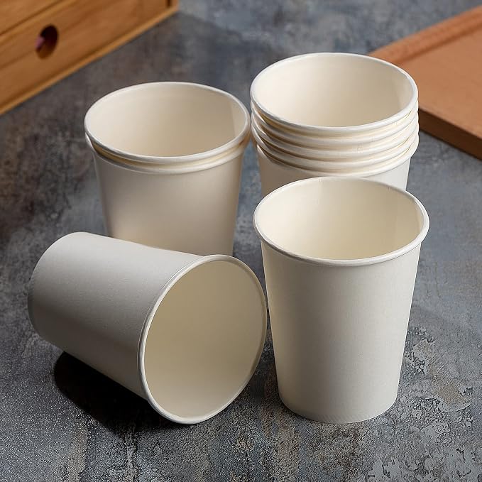 YEEHAW 8 oz 300 Pack White Disposable Paper Coffee Cups |